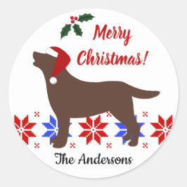 Chocolade Labrador Silhouette Santa Kerstmis Ronde Sticker