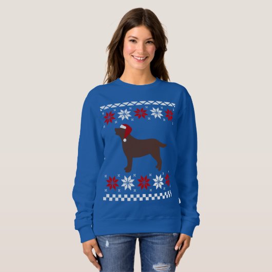 Chocolade Labrador Silhouette Santa Kerstmis Trui (Voorkant volledig)