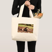 Chocolade Labrador Speelt Met Bal Grote Tote Bag (Voorkant (product))