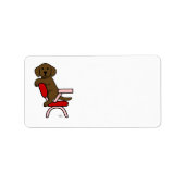 Chocolade Labrador Student 3 Cartoon Etiket (Voorkant)