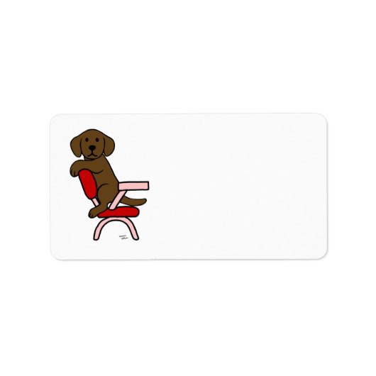 Chocolade Labrador Student 3 Cartoon Etiket (Voorkant)