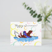Chocolade Labrador Swimming Briefkaart (Staand voorkant)