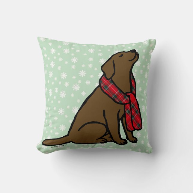 Chocolade Labrador Tartan Scarf 2 Kussen (Voorkant)
