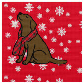 Chocolade Labrador Tartan Scarf Stof (Close Up)
