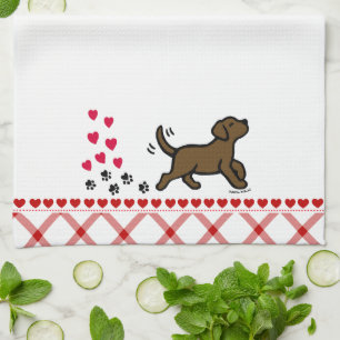 Chocolade Labrador Trotting Kitchen Towel Theedoek