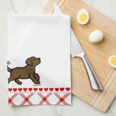 Chocolade Labrador Trotting Kitchen Towel Theedoek (Quarter Fold)