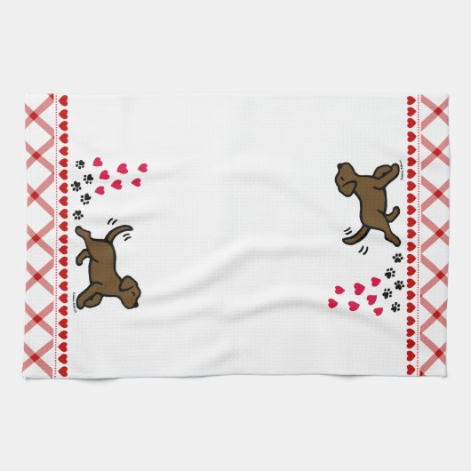Chocolade Labrador Trotting Kitchen Towel Theedoek (Horizontaal)