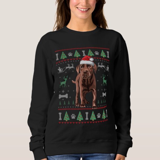 Chocolade Labrador Ugly kerstSweater Puppy Do Trui (Voorkant)