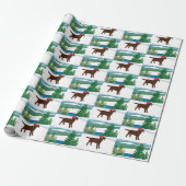 Chocolade Labrador Uitzicht voor kerstwinter Cadeaupapier (Uitgerold)