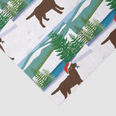 Chocolade Labrador Uitzicht voor kerstwinter Tissuepapier (Detail)
