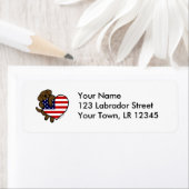 Chocolade Labrador & US Flag Heart 2 Cartoon Etiket (Insitu)