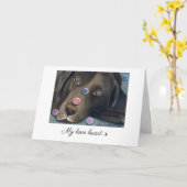 Chocolade Labrador Valentijnkaart Kaart (Gele Bloem)