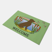 Chocolade labrador vogel hond zonsondergang ovaal deurmat (Schuin)