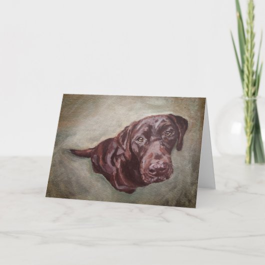 Chocolade Labrador wenskaart. Blanco binnenkant. Kaart (Voorkant)
