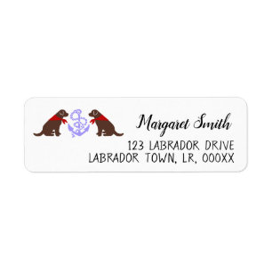 Chocolade Labrador Zittend Nautisch Retouradres Etiket