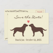 Chocolade Labradors Honden Bruiloft Save the Date Aankondigingskaart (Voorkant / Achterkant)