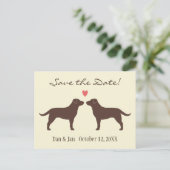 Chocolade Labradors Honden Bruiloft Save the Date Aankondigingskaart (Staand voorkant)