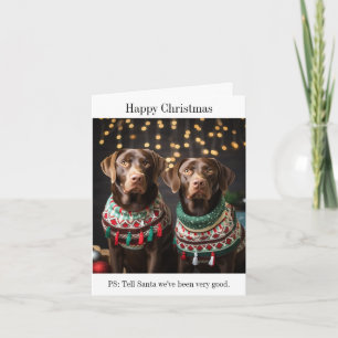 Chocolade Labradors Kerst Kaart