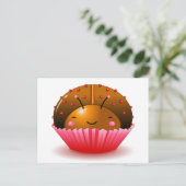 Chocolade Ladybug Cupcake Briefkaart (Staand voorkant)