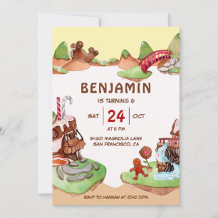 Chocolade Land Birthday Invitation Kaart