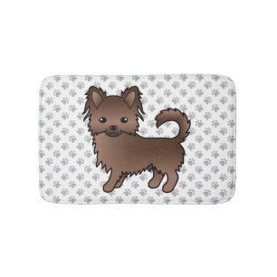 Chocolade Langhaar Chihuahua Cartoon Hond & Pootje Badmat