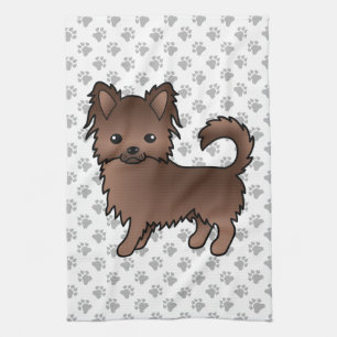 Chocolade Langhaar Chihuahua Cartoon Hond & Pootje Theedoek