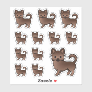 Chocolade Langhaar Chihuahua Schattige Cartoon Hon Sticker
