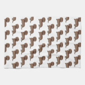 Chocolade Langharige Dachshund Cartoon Hond Patroo Theedoek (Horizontaal)