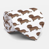 Chocolade Langharige Dachshund Cute Hond Patroon Stropdas (Opgerold)
