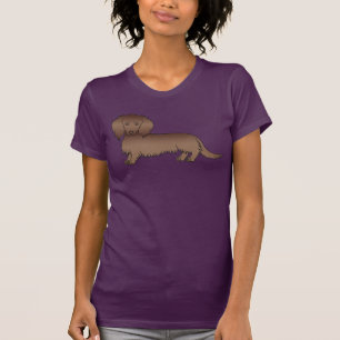 Chocolade Langharige Dachshund Schattige Cartoon H T-shirt