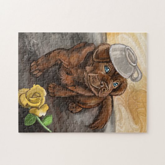 Chocolade Latte Labrador Pup Art Legpuzzel (Horizontaal)