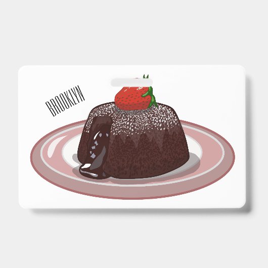 Chocolade lava cake cartoon illustratie badge (Voorzijde)