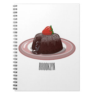 Chocolade lava cake cartoon illustratie notitieboek