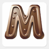 Chocolade letter M stickers (Voorkant)