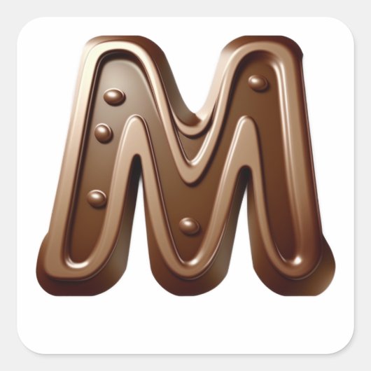 Chocolade letter M stickers (Voorkant)