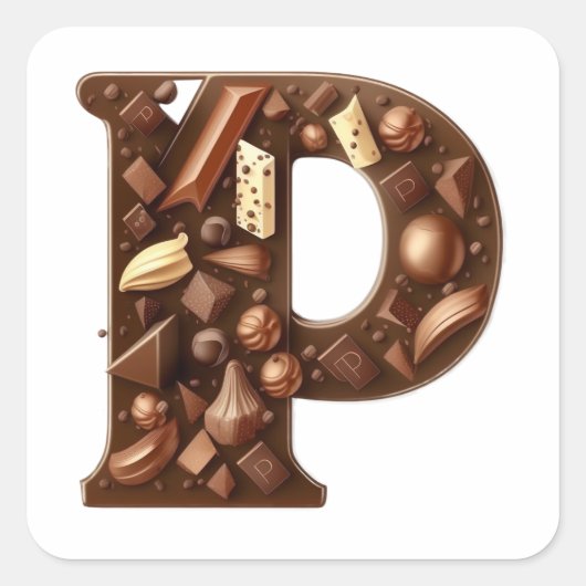 Chocolade letter P stickers (Voorkant)