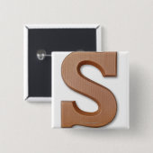 Chocolade letter s vierkante button 5,1 cm (Voorkant /achterkant)