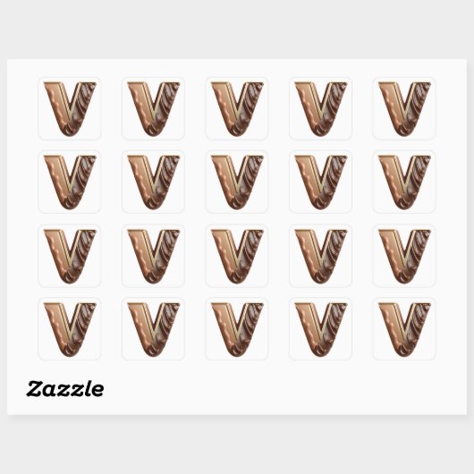 Chocolade letter V stickers (Vel)
