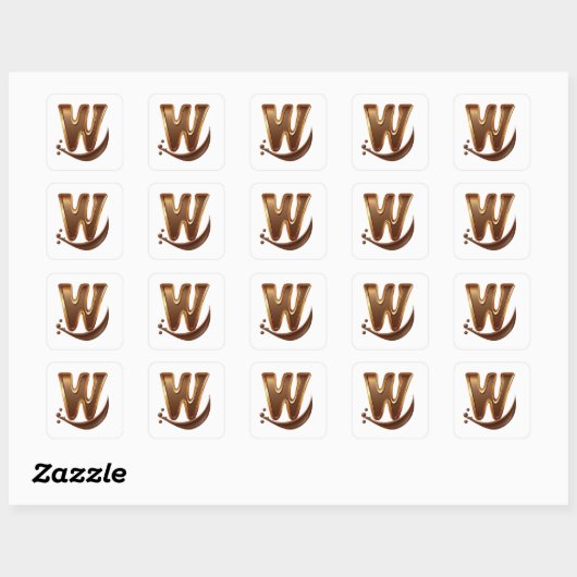 Chocolade letter W sticker (Vel)