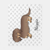 Chocolade & Lichtbruine Langharige Dachshund Hond Fleece Deken (Voorkant)
