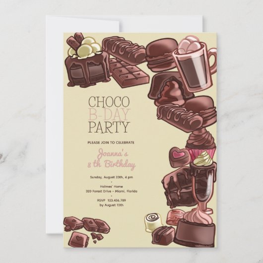 Chocolade lief verjaardagsfeestje kaart (Voorkant)