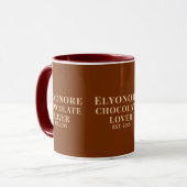 Chocolade Liefhebber Crème Script Gepersonaliseerd Mok (Voorkant links)