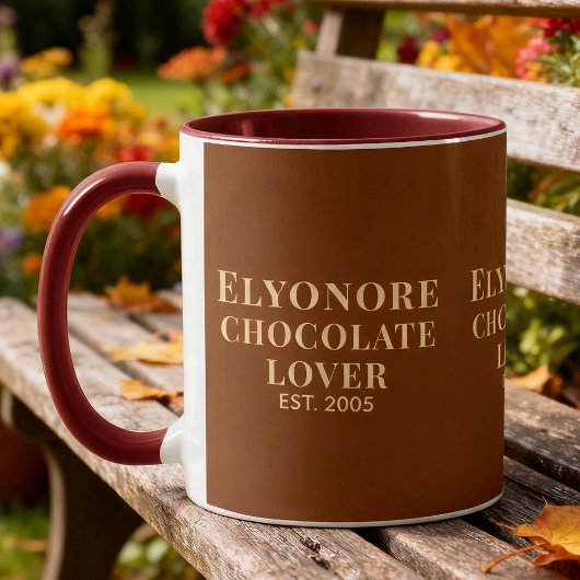 Chocolade Liefhebber Crème Script Gepersonaliseerd Mok