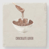 Chocolade Liefhebber Lepel Kom Stenen Onderzetter (Voorkant)