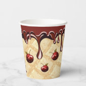 Chocolade liefhebber partij cups, Chocolade kers Papieren Bekers (Achterkant)