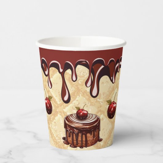 Chocolade liefhebber partij cups, Chocolade kers Papieren Bekers (Links)