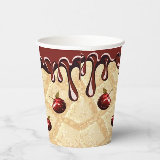 Chocolade liefhebber partij cups, Chocolade kers Papieren Bekers (Rechts)