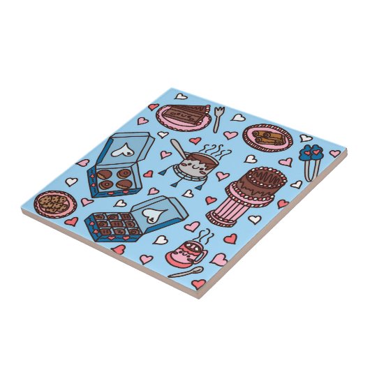 Chocolade liefhebber schattig tegeltje (Zijkant)