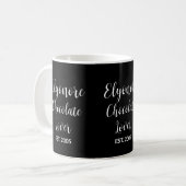 Chocolade Liefhebber Witte Script Gepersonaliseerd Koffiemok (Voorkant links)