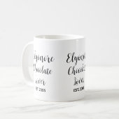 Chocolade Liefhebber Zwarte Script Gepersonaliseer Koffiemok (Voorkant links)